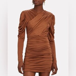 INTERMIX Brown Ruched Mini Dress